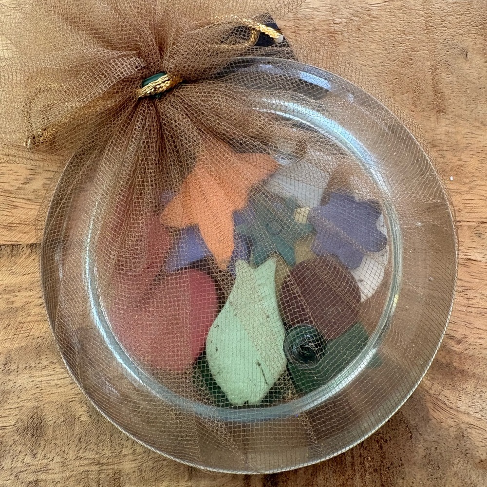 Colorful Clay/Pottery “Scatter-Bits” Set on a Glass Dish - Picture 3 of 7